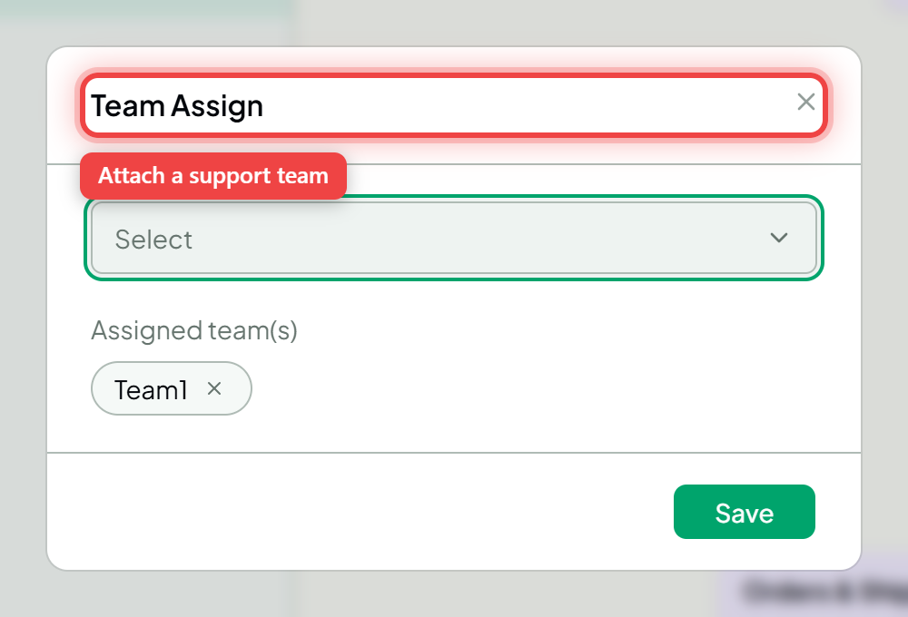 The Team Assign dialog
