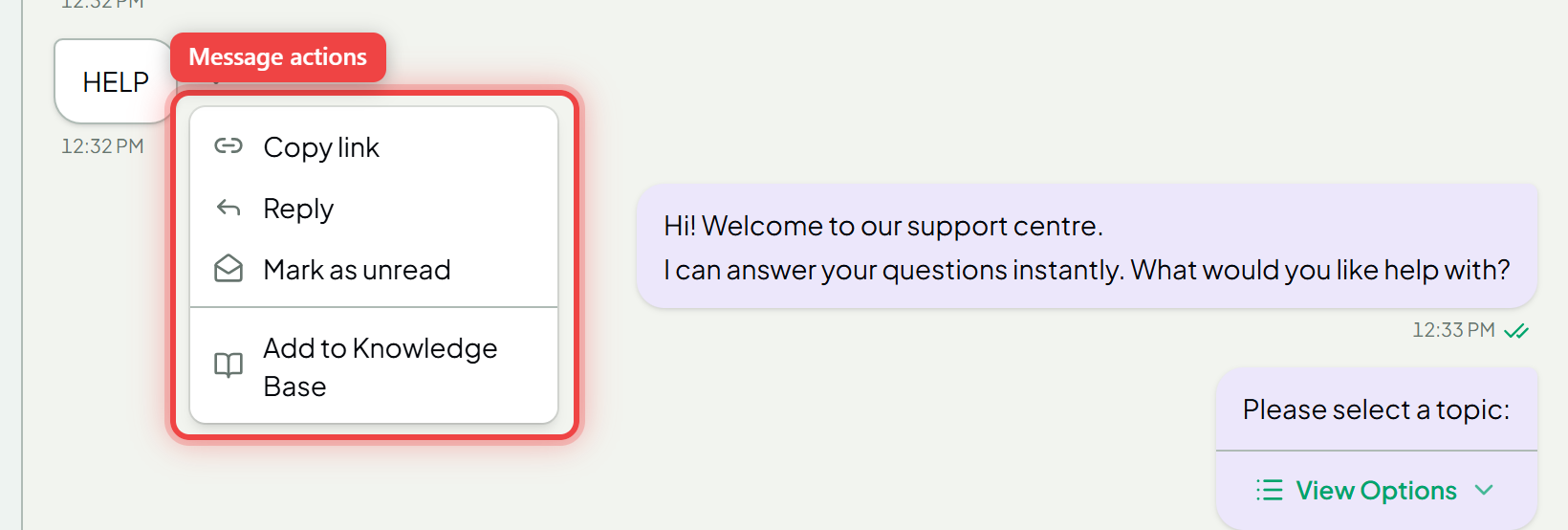 The three-dot message actions menu